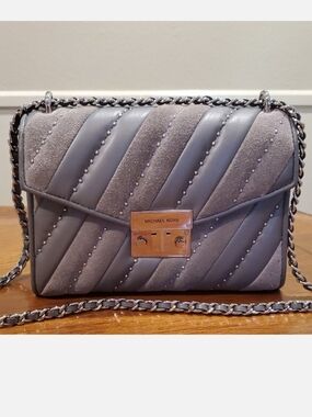 Michael Kors Suede Striped Rose Shoulder Bag
